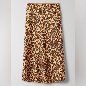Babaton Slip Sateen Leopard Midi Skirt